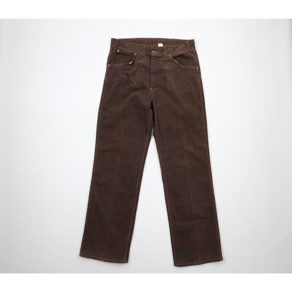 Vintage 70s Streetwear Mens 32x30 Faded Flared Wide Leg Denim Jeans Brown USA